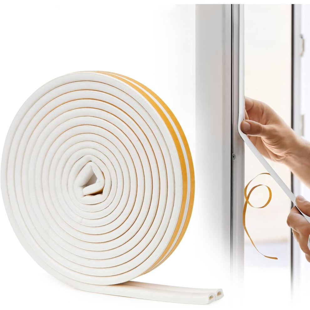 Yao96266 6M Door Seal Strip Window Seal Strip Draught Excluder For Doors Self Adhesive Door Weather Strip, Draft Excluder For Window ,Door, (White) 4055695007007