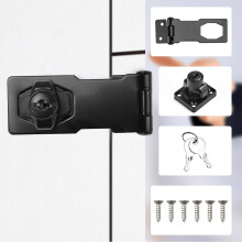 yao96266 4 Inch Black Hasp Lock , Heavy Duty Shed Lock Twist Knob Keyed Locking Hasps Safety Door Clasp Gate Locks With Key For Cabinets Cupboard