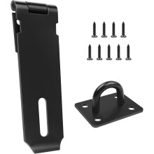 yao96266 3 Inch Stainless Steel Hasp Lock Heavy Duty Shed Lock Hasp Door Latch Gate Padlock Security Hasp Lock For Door Window Cabinet Black