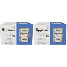 Applaws 100% Natural Wet Cat Food, Multipack Fish Selection in Broth 156 g Tin (Pack of 24)