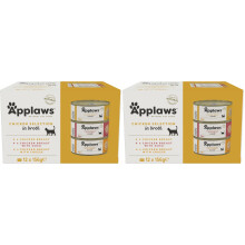 Applaws 100% Natural Wet Cat Food, Multipack Chicken Selection in Broth 156 g Tin (Pack of 24)