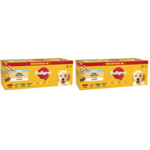 PEDIGREE Puppy Dog Food Pouches Chunks in Jelly, 40 x 100g Multipack, Four Flavours (with beef & Liver, Chicken, Lamb & Liver and Poultry) (Pack of 2)