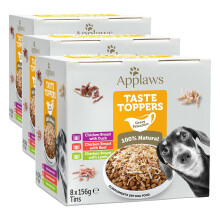 Applaws 100% Natural Wet Dog Food Tin, Grain Free Chicken and Meat Selection in Gravy 8 x 156g Tins (Pack of 3)