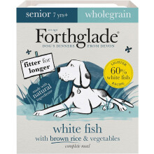 Forthglade Wet Dog Food (18 x 395g Trays) - Senior Dogs 7 Years+, Wholegrain & Hypoallergenic Dog Food, White Fish with Vegetables and Brown Rice,