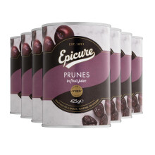 Epicure Tinned Prunes in Fruit Juice, Delicious Snack and Dessert, 425 g (Pack of 12)