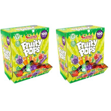 Swizzels Fruity Pops Dispenser Box, Vegan Friendly Sweets, (100 Lollipops per Box) (Pack of 2)