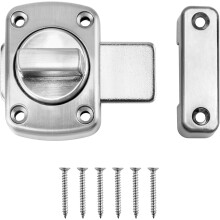 yao96266 Rotate Bolt Latch Lock Stainless Steel Door Bolt Gate Bathroom Door Lock With Screw, Applicable To Various Doors, Silver