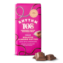 Rhythm 108 Swiss Vegan Organic Roasted Almond Butter Bar with M'lk Chocolate 9 x 100g