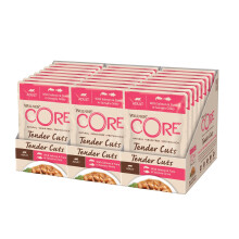 Wellness CORE Tender Cuts 24 x 85g, Salmon & Tuna ? Wet Cat Food, Tender Pieces in Sauce, Grain-Free, Natural, Hypoallergenic, Protein-Rich, High Fish