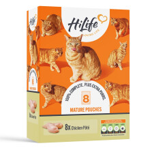 HiLife Mature Wet Cat Food for Senior Cats, Chicken Terrine in Jelly, Complete Senior Cat Food Pouches, 100% Natural & Grain Free (32 x 70g Pouches)