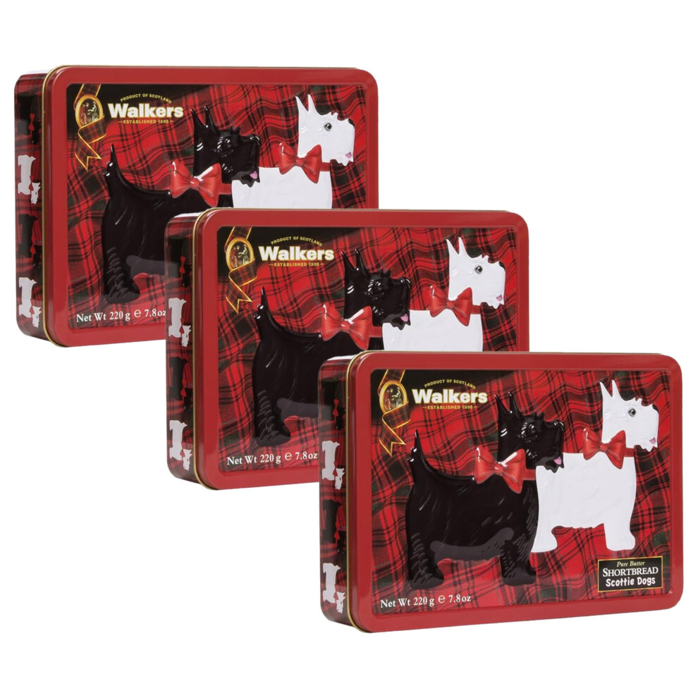 Walkers Shortbread Rocking Scottie Keepsake Tin, 220G (Pack Of 3)