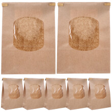 50Pcs Light Brown Kraft Paper Bread Bags with Window Food Storage