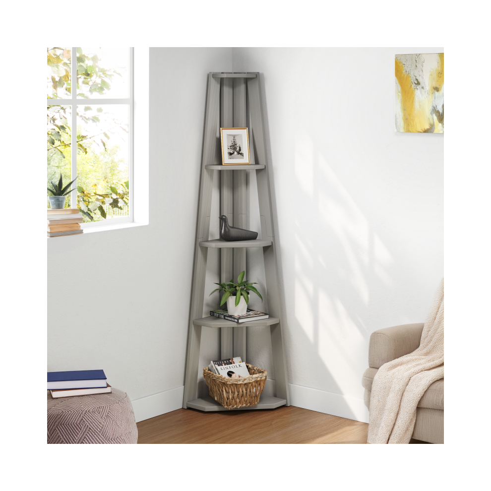 Mercers Furniture Corona Wax Corner Ladder Bookcase Grey