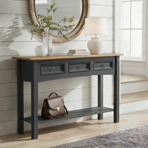 Mercers Furniture Corona Charcoal 3 Drawer Console Table