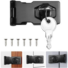 yao96266 2.5Inch Black Hasp Lock , Heavy Duty Shed Lock Twist Knob Keyed Locking Hasps Safety Door Clasp Gate Locks With Key For Cabinets Cupboard