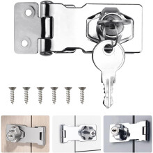 yao96266 2.5Inch Silver Hasp Lock , Heavy Duty Shed Lock Twist Knob Keyed Locking Hasps Safety Door Clasp Gate Locks With Key For Cabinets Cupboard
