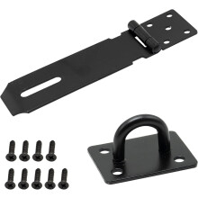 yao96266 5 Inch Stainless Steel Hasp Lock Heavy Duty Shed Lock Hasp Door Latch Gate Padlock Security Hasp Lock For Door Window Cabinet Black