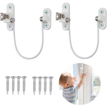 yao96266 2PCS Window Restrictor Locks, Window Lock, Child Baby Safety Security Wire Catch With Screw Keys