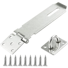 yao96266 5 Inch Stainless Steel Hasp Lock Heavy Duty Shed Lock Hasp Door Latch Gate Padlock Security Hasp Lock For Door Window Cabinet Silver
