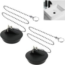 yao96266 2PCS Universal Sink Plug With 40CM Stainless Chain, Bathroom Sink Plug Replacement, Drain Stopper For Bathroom Kitchen (4-4.5CM)