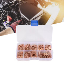 200 pcs Copper Flat Washers M5-M14 Sealing Rings Gasket Assortment