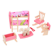 Wooden House Furniture Miniature Kids Room Bedroom Set Kids Play House Toy