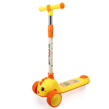 (Yellow) Foldable 3-Wheel Kids Scooter with Adjustable Handlebar & Light-Up Wheels for Ages 3-9