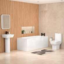 Nes Home White 450mm Square Modern Full Pedestal Basin Toilet & Bath
