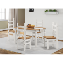 Corona White 4'0" Dining Table & 4 Chairs