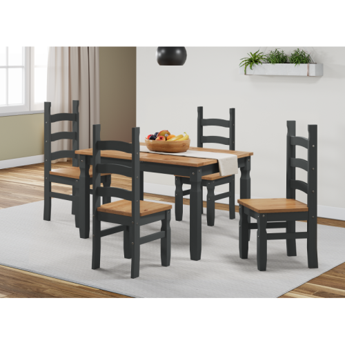Mercers Furniture Corona Charcoal Small Extending Dining Table & 4 Chairs