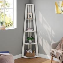 Corona White Corner Ladder Bookcase