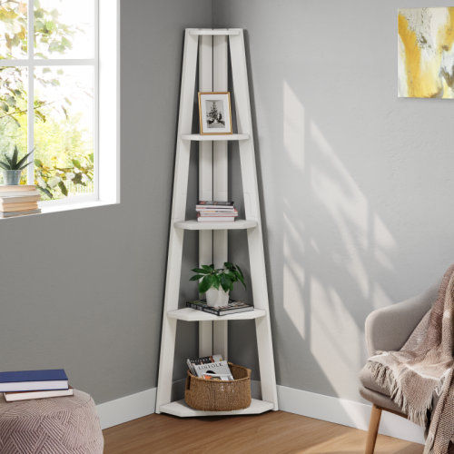 Mercers Furniture Corona White Corner Ladder Bookcase