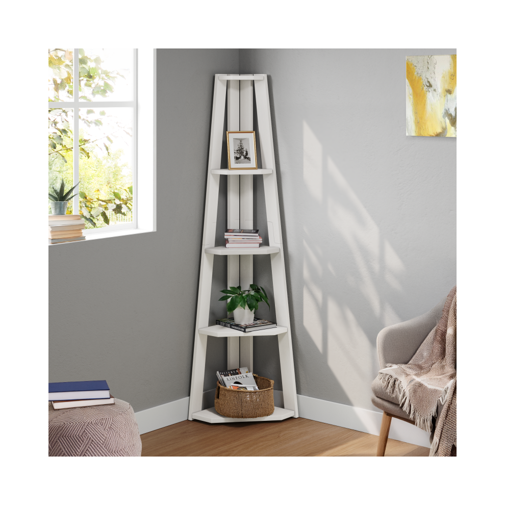 Mercers Furniture Corona Corner Ladder Bookcase White