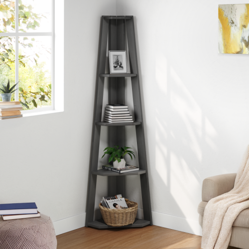 Mercers Furniture Corona Charcoal Corner Ladder Bookcase