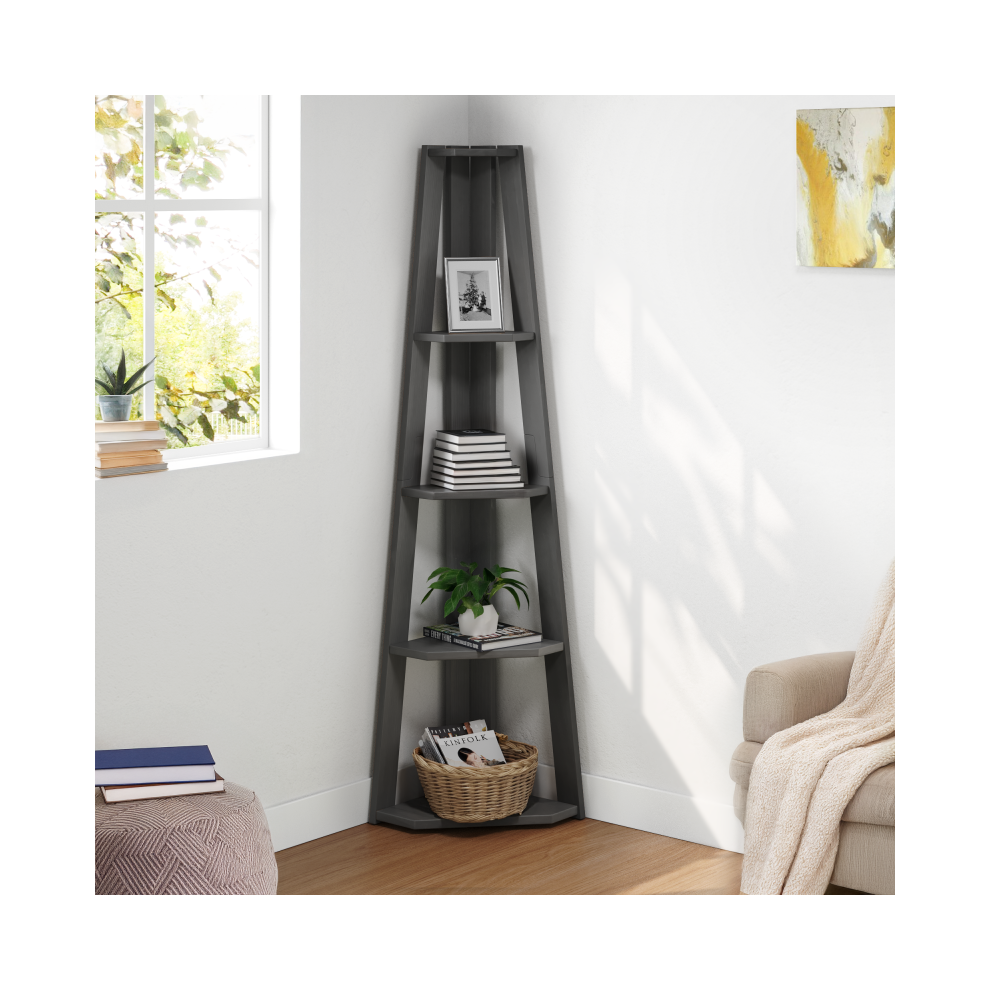 Mercers Furniture Corona Charcoal Corner Ladder Bookcase