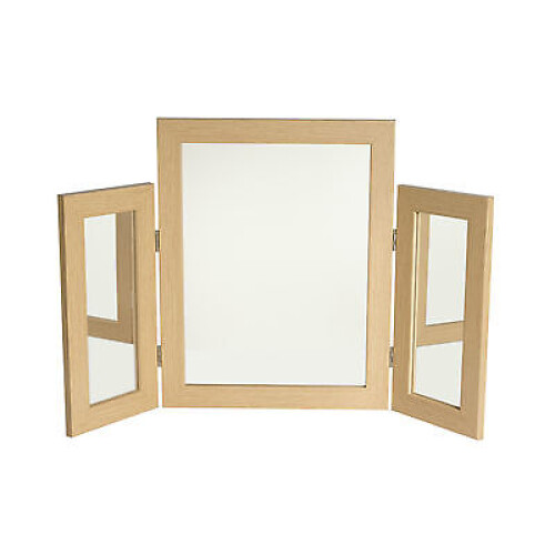 Large Self Standing Dressing Table Mirror- Oak Effect