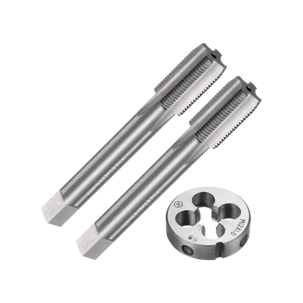 3Pcs Tap And Die Set, Metric M12 X 1 Thread Taps & Round Die, Tapping Threading Tool Tap & Die Kit For Nut Screw Bolt 6032664166178