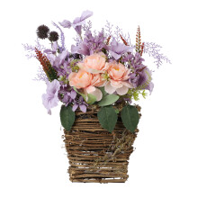 Plantas en maceta de aspecto realista para uso interior y exterior, coronas decorativas para puertas, hermosas flores de tela de seda gruesa y suave