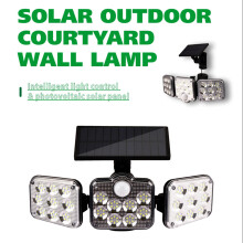 Refletores de ângulo amplo ajustáveis, luzes super brilhantes com sensor de movimento, luminárias externas com painel solar de vidro, luzes