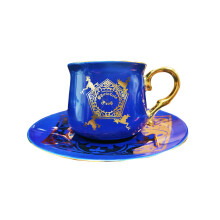Licensed Harry Potter Chocolate Frog Tea Cup & Saucer Set ? Royal Blue Porcelain with Gold Accents, Collector Gift Box ? Official Wizarding World
