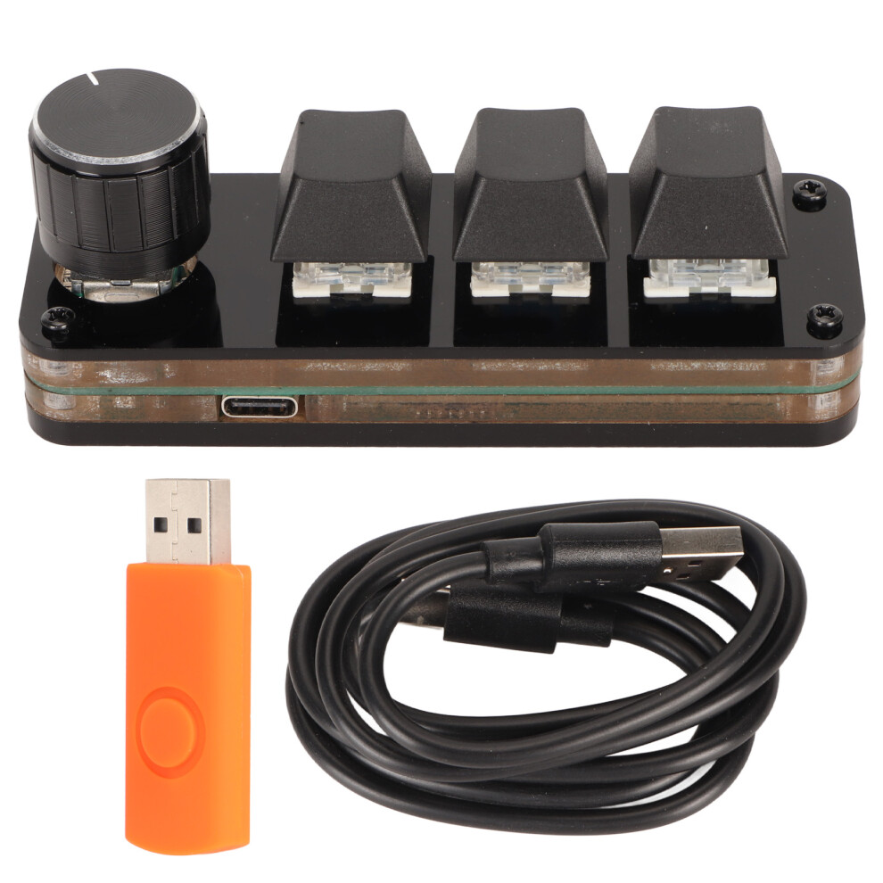 Simple To Use Macro Mechanical Keyboard With Knob Function Programmable Keypad Usb Or Bt Connection Acrylic Material Mini Portable Keyboard For 9071309492477