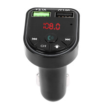 Noise Suppression FM Transmitter Bluetooth Car Adapter Handsfree Calling Wireless Music Streaming Built in Battery Digital Display Dual USB Charging
