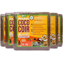 Elixir Gardens 5 x 75 Litre Organic Coco Coir Compost Block/Brick Pre-Washed Low EC | 100% Natural Peat-Free Growing Medium/Potting Soil & Reptile