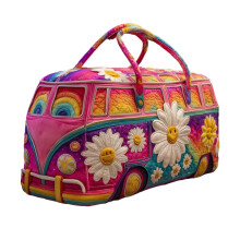 Mala de viagem hippie acolchoada feita à mão, espaçosa e durável, perfeita para escapadelas de fim de semana e festivais de música (18*9*9