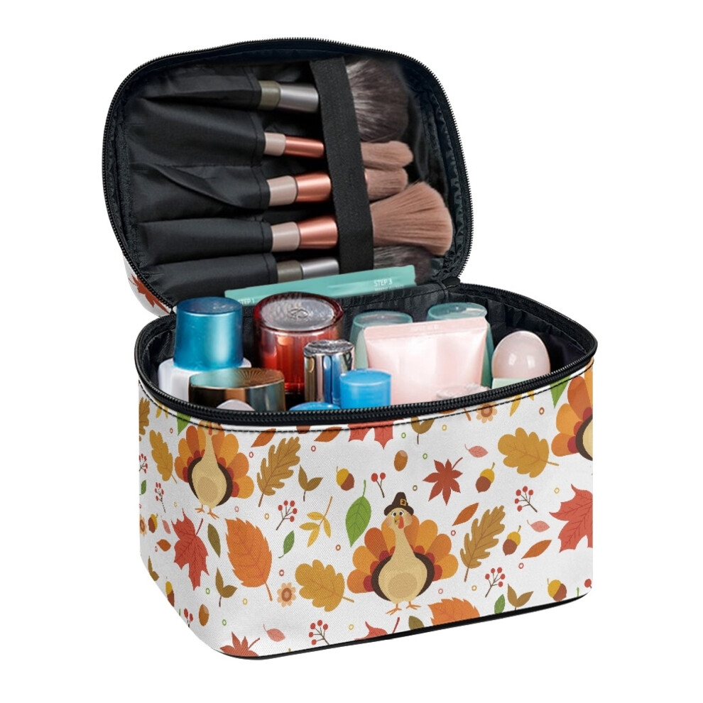Cosmetic Bag Organizer Turkey Pattern Double Zip Lightweight