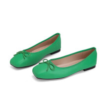 Willtoo Women's Bow Ballet Flats Square Toe Slip-On Shoes