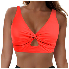 Women's Tankini Top Cropped Knot Twist Cut-Out Adjustable