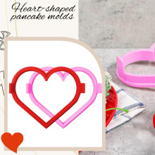 Heart-Shaped Silicone Pancake Molds, Reusable & Non-Stick, Food-Grade, 4.534.18in, Red – Compatible with All Stovetops