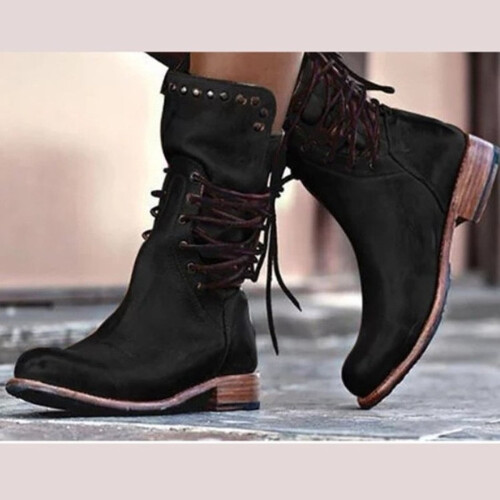 Γυναικείες μπότες Willtoo Vintage Rivet Cowboy, αντιολισθητικές μπότες με κορδόνια στο πλάι