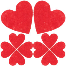 200 stuks hartvormige patches voor haaraccessoires, gemaakt van rood vilt en non-woven stof, ideaal voor doe-het-zelfprojecten.